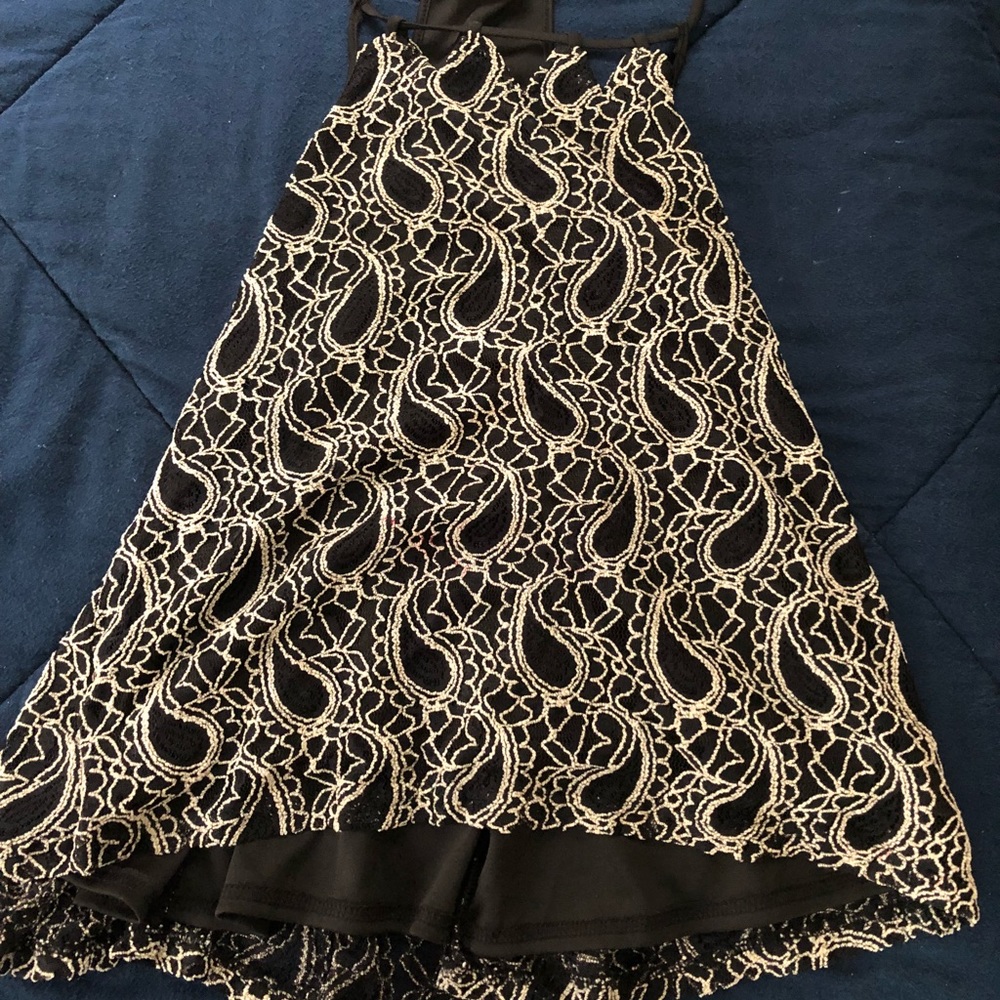 Black and Ivory Embroidered Tank Top